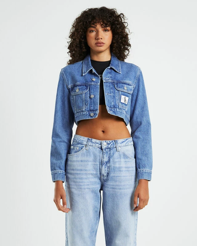Calvin Klein Extreme Cropped 90s Denim Jacket Blue 7 Calvin Klein Extreme Cropped 90s Denim Jacket Blue - Image 5