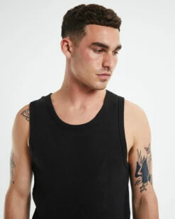 Rib Singlet Black 12 Rib Singlet Black -Insight Shop 5 47074