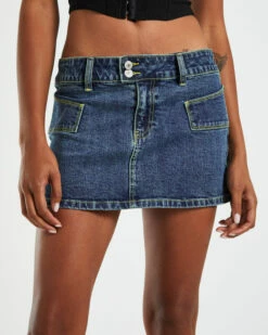Trinity Low Rise Denim Mini Skirt Blue -Insight Shop 5 47437