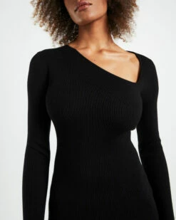 Indy Asymmetric Cut Out Knit Dress Black -Insight Shop 5 47504