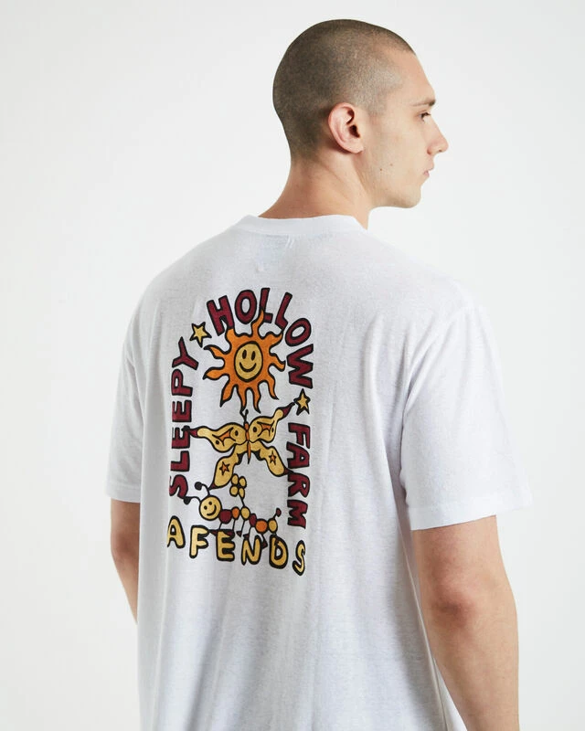 Afends Caterpillar Hemp Retro Short Sleeve T-Shirt White 7 Afends Caterpillar Hemp Retro Short Sleeve T-Shirt White - Image 5