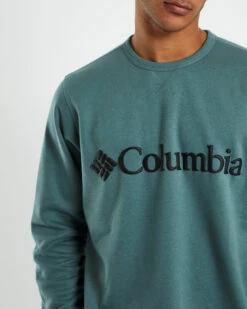 Columbia Logo Long Sleeve Fleece Crewneck Jumper Metal Green -Insight Shop 5 49440