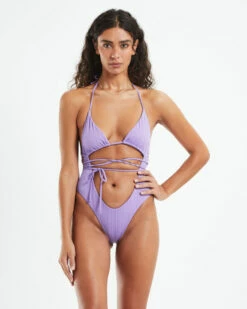 Insight Nerissa Plisse Strappy One Piece Purple -Insight Shop 5 50156