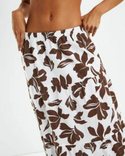 Niah Linen Tiered Midi Skirt Brown/White -Insight Shop 5 52836