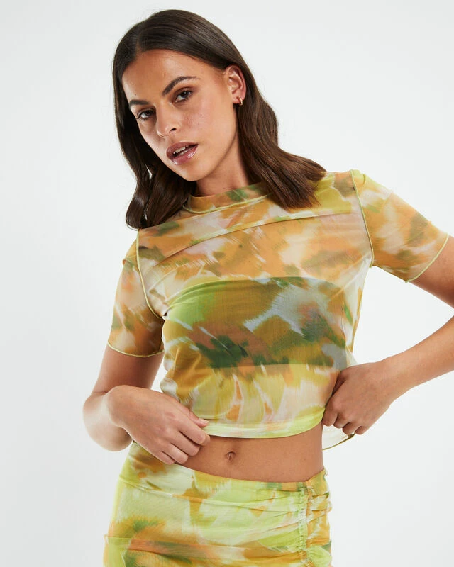Belle Blurred Botanical Mesh Tee Assorted 7 Belle Blurred Botanical Mesh Tee Assorted - Image 5