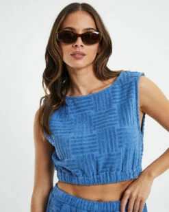 Ashby Terry Towelling Crop Top Blue -Insight Shop 5 55283