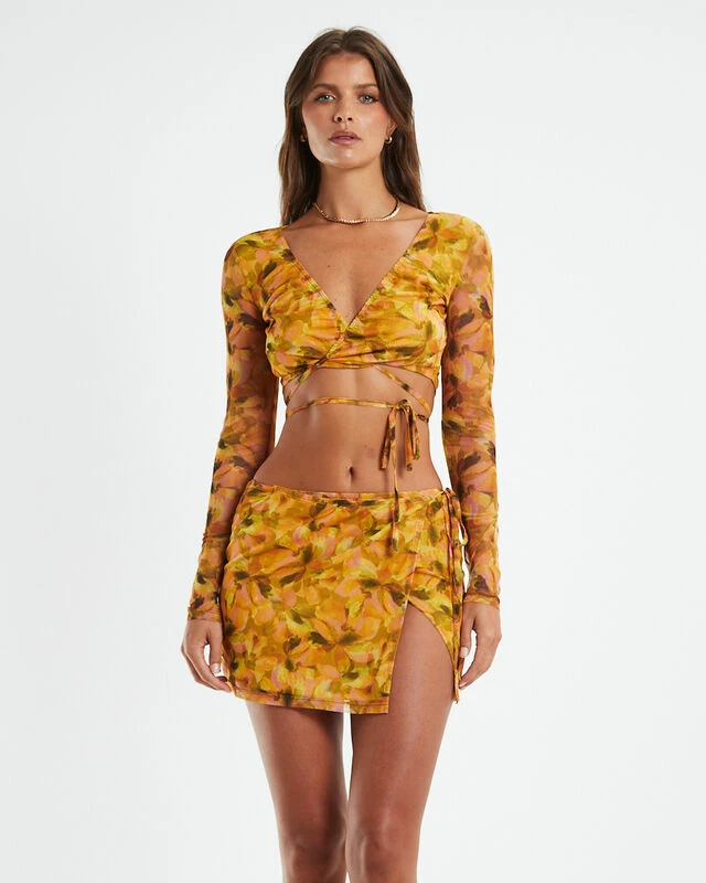 Cartia Mesh Wrap Top Orange 7 Cartia Mesh Wrap Top Orange - Image 5