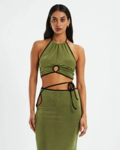 Annie Slinky Halter Top Khaki -Insight Shop 5 57342