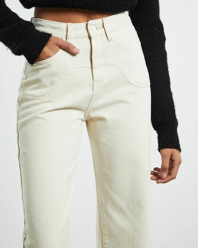 Clover Straight Leg Jeans Cream 7 Clover Straight Leg Jeans Cream - Image 5