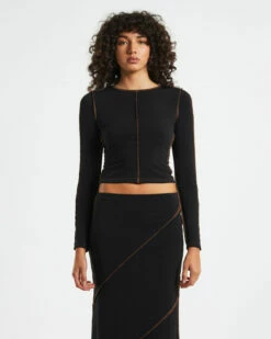 Amelie Slinky Contrast Long Sleeve Top Black 12 Amelie Slinky Contrast Long Sleeve Top Black -Insight Shop 5 58464