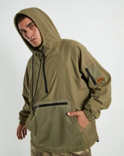 Quarter Zip Hoodie Anorak Fatigue Green -Insight Shop 5 58792