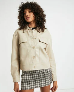 Olga Leather Look Jacket In Cream -Insight Shop 5 59461