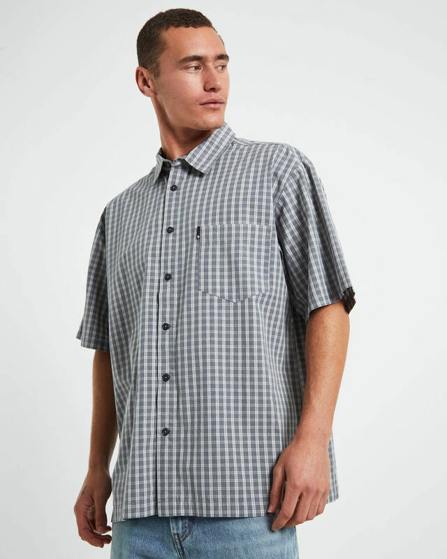 Skate Short Sleeve Shirt In Grey Check 7 Skate Short Sleeve Shirt In Grey Check - Image 5