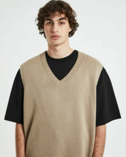 Sunday Box Knit Vest In Tan -Insight Shop 5 62124