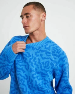 Afends Icebergs Recycled Knit Crewneck Sweater In Arctic Blue -Insight Shop 5 73135