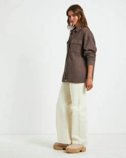 Posey Oversized Waffle Shirt Mocha -Insight Shop 5 73506
