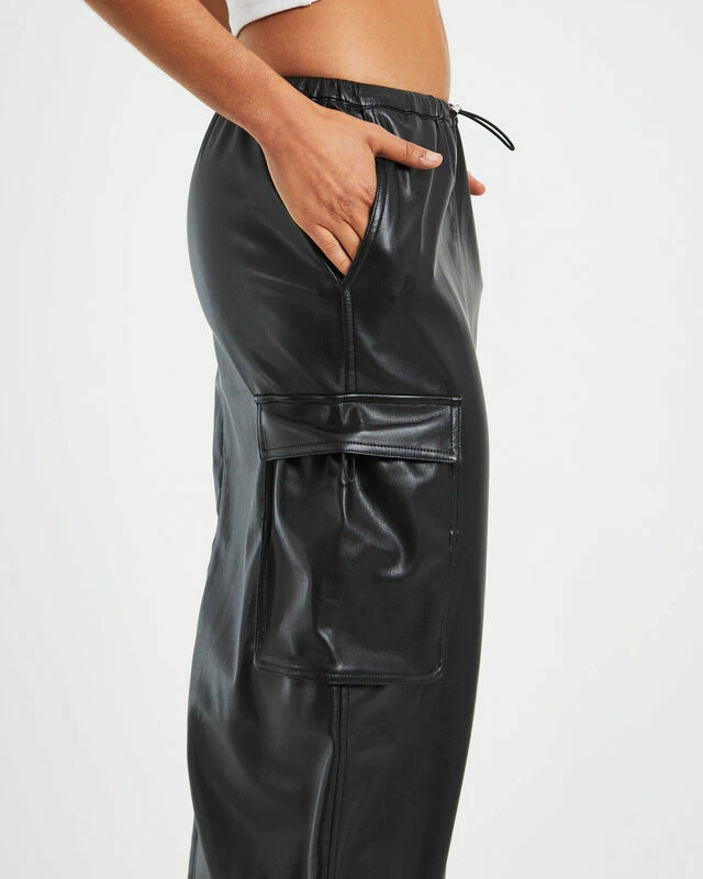 Phoebe Leather Look Cargo Skirt Black 7 Phoebe Leather Look Cargo Skirt Black - Image 5