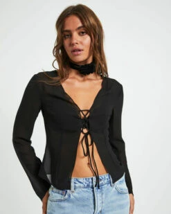 Ivy Laced Sheer Top Black -Insight Shop 5 73627