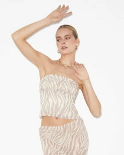 Studio Cassie Ruched Corset Top In Beige -Insight Shop 5 73771 1