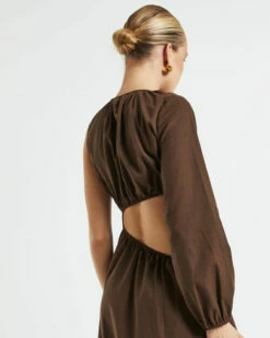 Isobel One Shoulder Cut Out Midi Dress In Chocolate 12 Isobel One Shoulder Cut Out Midi Dress In Chocolate -Insight Shop 5 73868