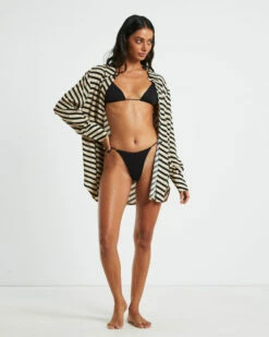 Rib Skinny Strap Triangle Bikini Top In Black 13 Rib Skinny Strap Triangle Bikini Top In Black -Insight Shop 5 74987