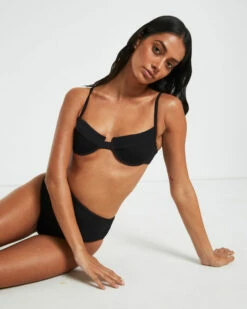 Rib Cut Out Underwire Bikini Top In Black 12 Rib Cut Out Underwire Bikini Top In Black -Insight Shop 5 75020