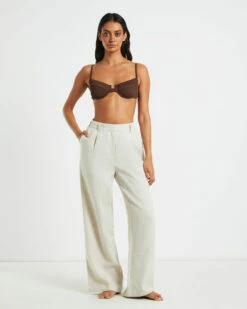 Rib Cut Out Underwire Bikini Top In Chocolate Brown -Insight Shop 5 75026