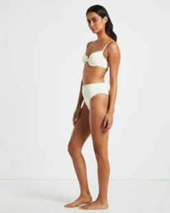 Rib Cut Out Underwire Bikini Top In Almond White -Insight Shop 5 75033