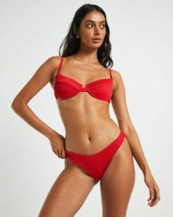 Rib Cut Out Underwire Bikini Top In Red -Insight Shop 5 75039