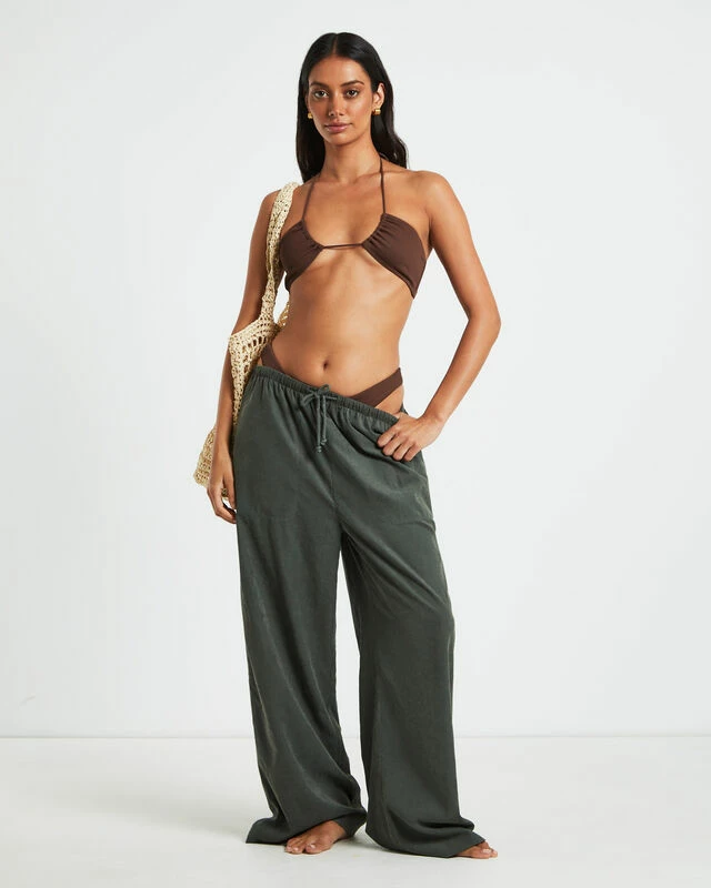 Rib Cross Front Bikini Top In Chocolate Brown 7 Rib Cross Front Bikini Top In Chocolate Brown - Image 5