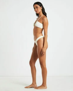 Rib Cross Front Bikini Top In Almond White -Insight Shop 5 75065