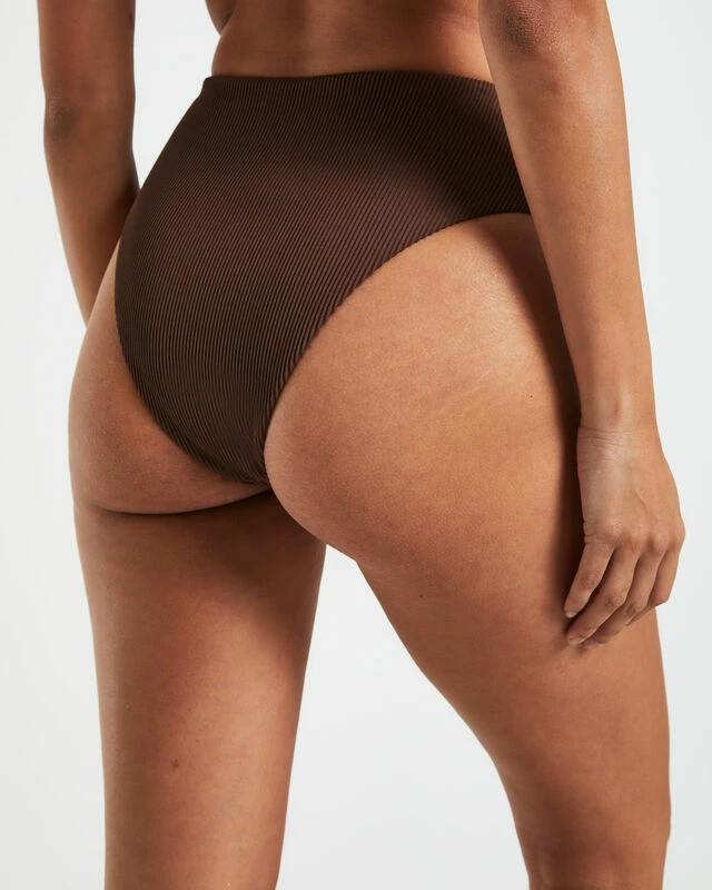 Rib High Waisted Bottoms In Chocolate Brown 7 Rib High Waisted Bottoms In Chocolate Brown - Image 5