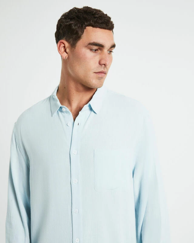 Harrison Linen Long Sleeve Shirt In Sky Blue 7 Harrison Linen Long Sleeve Shirt In Sky Blue - Image 5