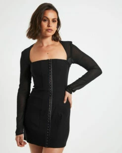 Orson Hook Front Panelled Dress Black -Insight Shop 5 75324