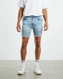 EM 2 Denim Biker Shorts Blitzed Indigo Blue 12 EM 2 Denim Biker Shorts Blitzed Indigo Blue -Insight Shop 5 8818