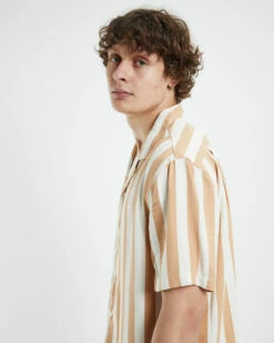 Tulum Short Sleeve Resort Shirt Tan/White -Insight Shop 6 10204