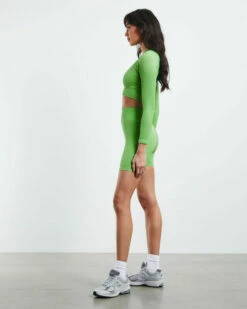 Long Sleeve Rib Crop Top Green 13 Long Sleeve Rib Crop Top Green -Insight Shop 6 15032