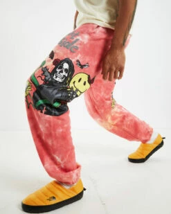 MARKET Smiley Look At The Bright Side Tie Dye Sweatpants Pink -Insight Shop 6 15240