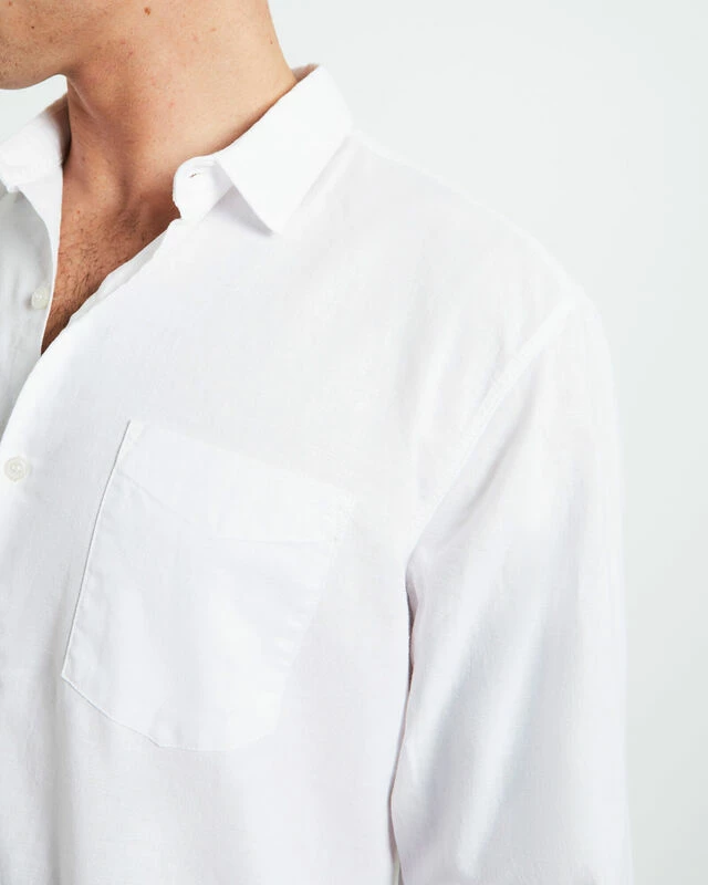 Grover Long Sleeve Linen Shirt White 8 Grover Long Sleeve Linen Shirt White - Image 6