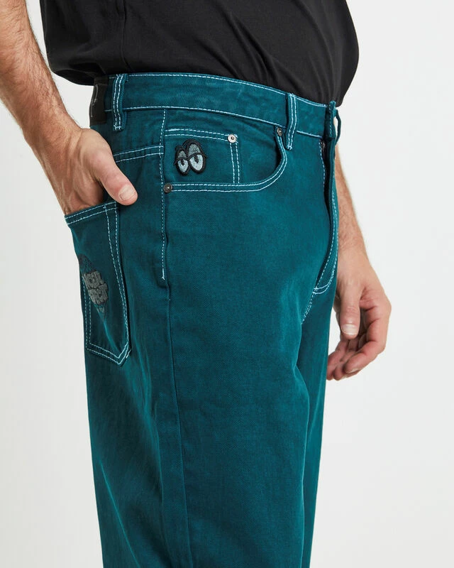 Wide Boy Contrast Stitch Jeans Pine Green 8 Wide Boy Contrast Stitch Jeans Pine Green - Image 6