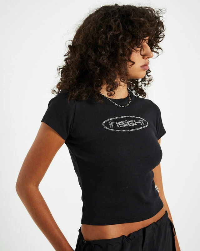 Insight Longline Rhinestone Baby Tee Black 8 Insight Longline Rhinestone Baby Tee Black - Image 6