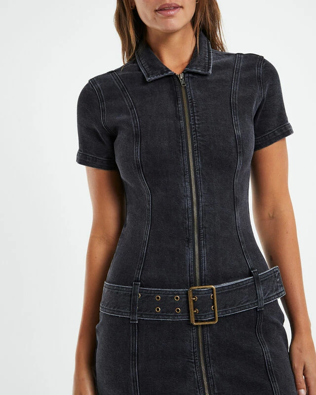 Insight Mae Denim Low Belted Dress Dark Blue 8 Insight Mae Denim Low Belted Dress Dark Blue - Image 6
