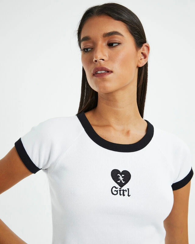 Heart Embroidery Raglan Tee White 8 Heart Embroidery Raglan Tee White - Image 6