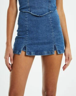 Alix Clean Front Denim Skort Blue -Insight Shop 6 20305