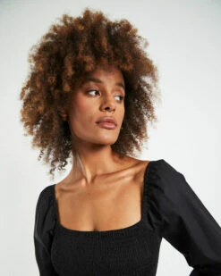 Krupi Shirred Poplin Mini Dress Black -Insight Shop 6 21887