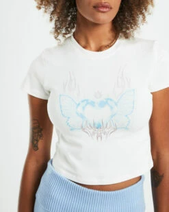 Zuri Chrome Heart Baby Tee White -Insight Shop 6 22352