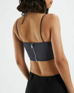 Viccy Strappy Cross Front Corset Slate Grey -Insight Shop 6 23327