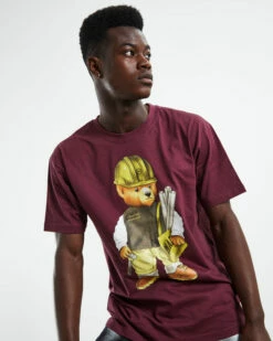 MARKET Workshop Bear Short Sleeve T-Shirt Maroon -Insight Shop 6 23758