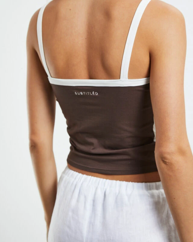 Ellie Contrast Tank Top Chocolate Brown 8 Ellie Contrast Tank Top Chocolate Brown - Image 6
