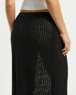 Alora Sheer Pointelle Maxi Skirt Black -Insight Shop 6 26943